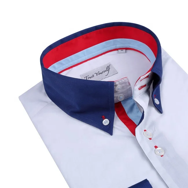 2021 latest Italian fashion 100 cotton  double collar different collar and cuff leisure shirt