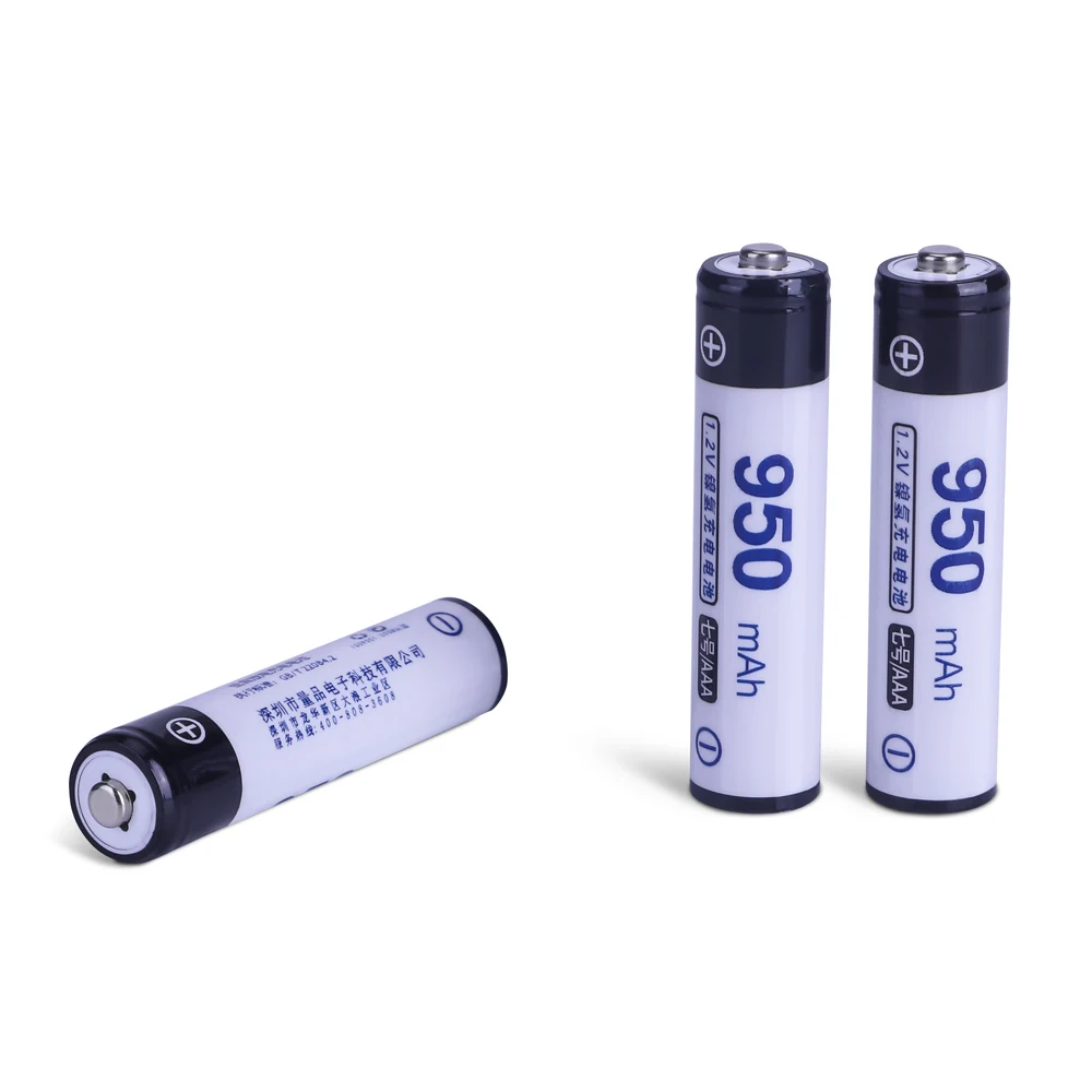 Low Self-Discharge 1.2V 950mAh Ni-MH AAA Rechargeable Batteries CE Certified for Clocks Toys Power Tools Consumer Electronics
