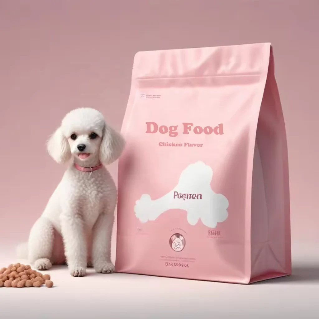 1.5kg 2kg Aluminum Foil Flat Bottom Stand Up Laminate Plastic Food Grade Ziplock Zipper 8 Side Seal Zipper Pet Food Bag