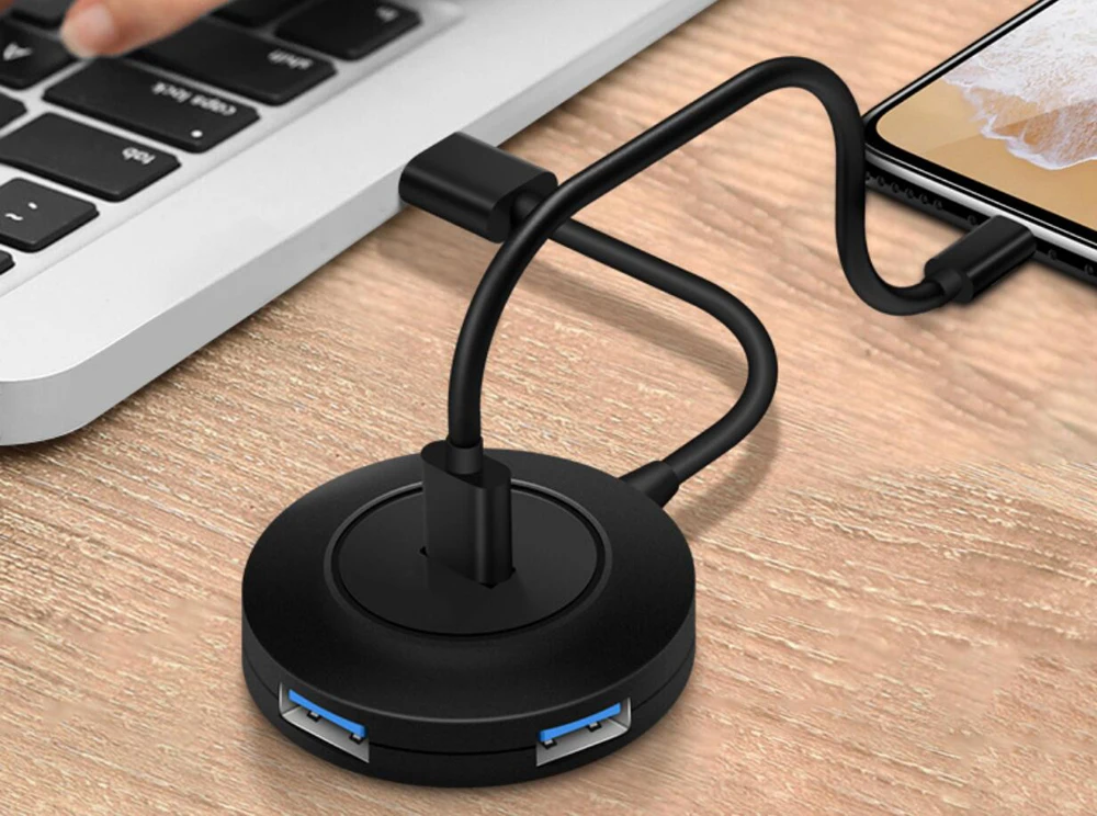 USB-концентратор с 4 портами USB 3 0 Тип c портативный хаб для передачи данных Круглый адаптер micro usb Для iMac Pro MacBook Air Mac Mini