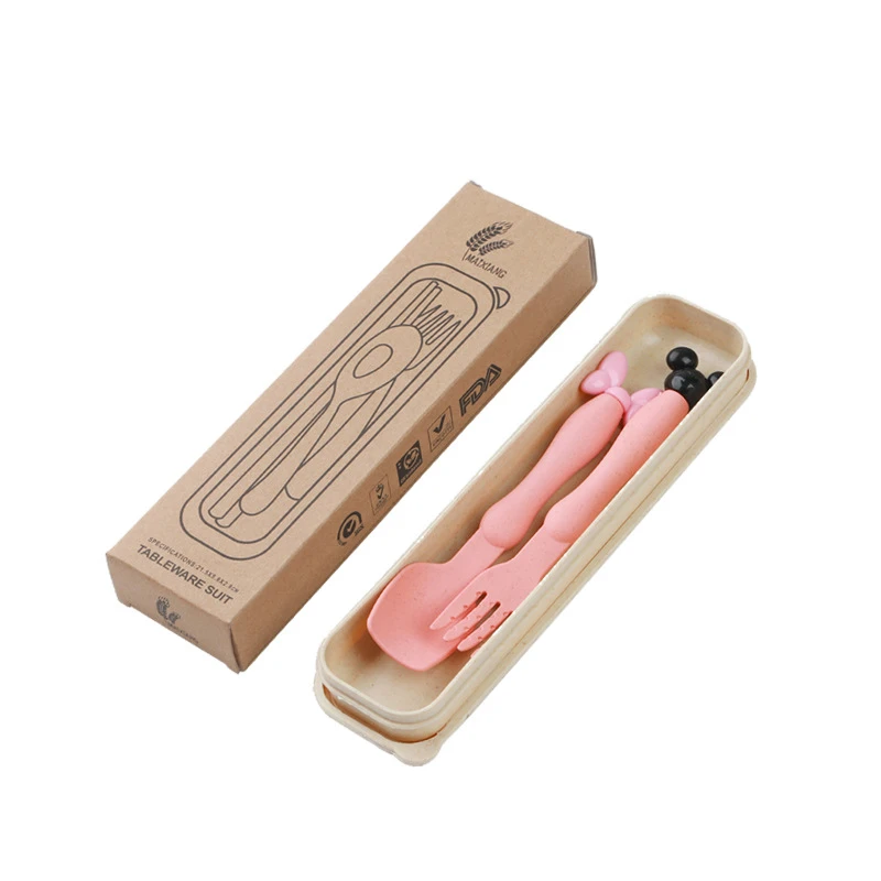 Wheat Straw Reusable Spoon Knife Forks Tableware, Eco Friendly Free Portable Cutlery for Kids Adult