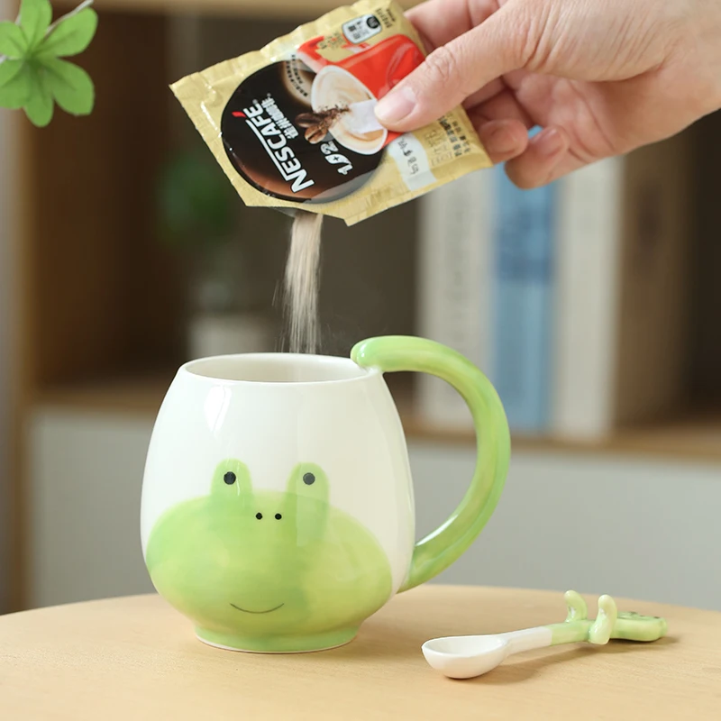 Ready to ship hot selings 2023 creative frog 15oz 450ml ceramic mug porcelain cup custom logo