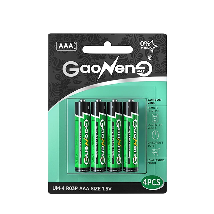 Gaonengmax 1.5v r03p aaa um4 dry battery 1.5v dry cell batteries zinc carbon battery
