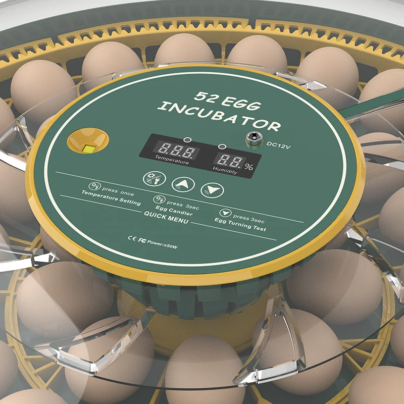 WONEGG AC DC 12V 52H Capacity LED Lightning Egg Function Automatic Fertilized Chicken Egg Incubator Hatching Machine