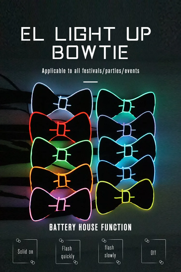 Wholesale Hight Quality Light Up Pink Bow Tie, Glowing EL Wire