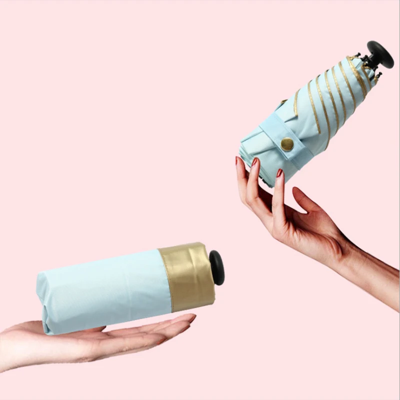 Mini umbrella Lightweight Five-folding Umbrella UV protection Black coating Sunny and Rainy Umbrella