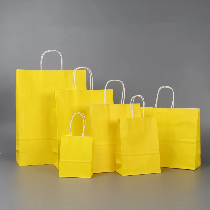 MOQ100 Custom Printing shopper packaging bag high quality kraft paper bags with handles
