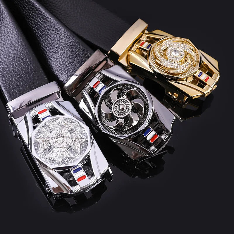 YD7 Four-leaf clover windmill inlaid rhinestone square automatic buckle belt shoes and clothing gift belt spot sales