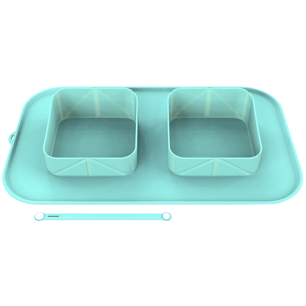 Wholesale New Foldable Dog Cat Food Feeding Mat Silicone Collapsible Portable Pet Feeding Mat With Bowl For Travel with Pet
