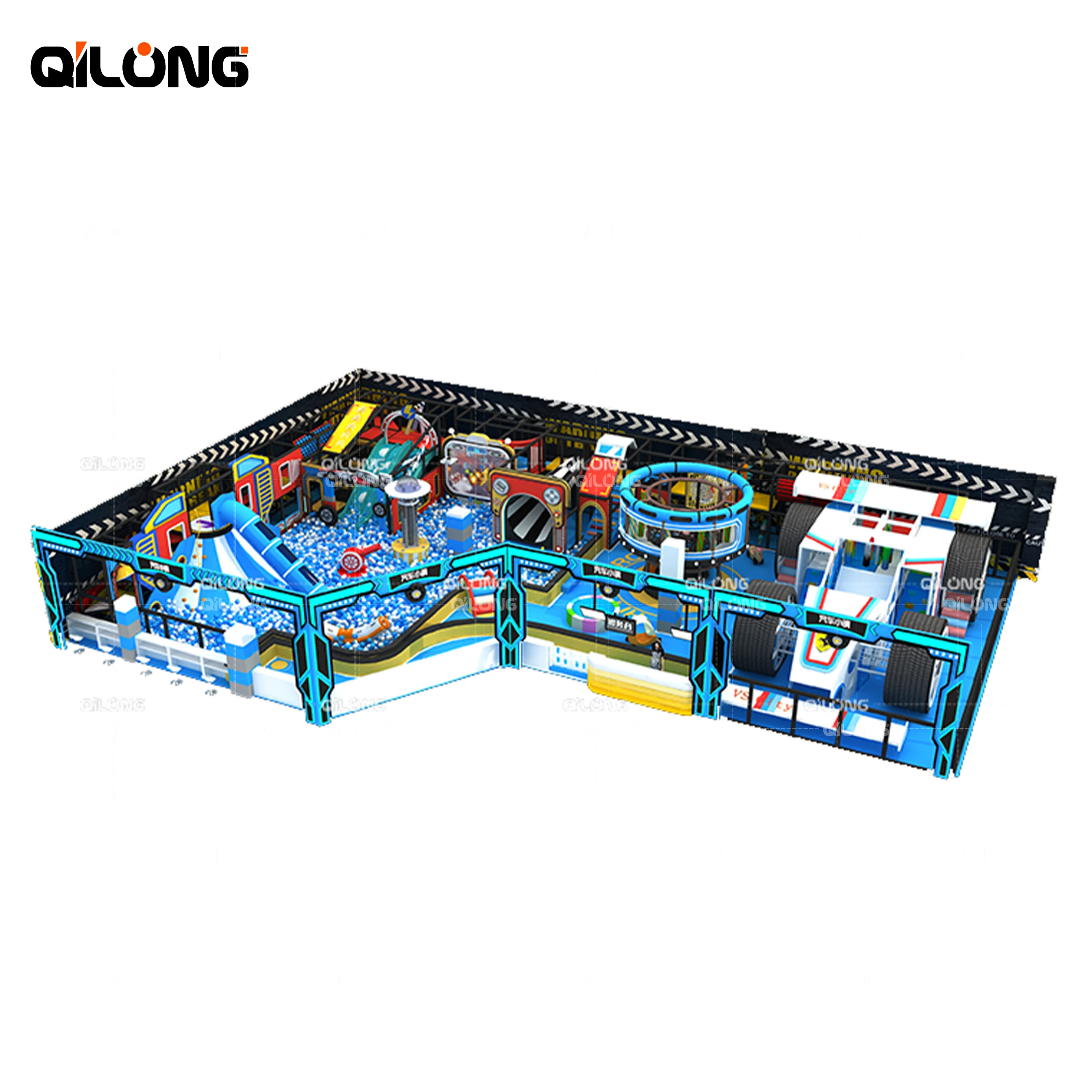 QiLong Large Indoor Playground Kids Arrival Sky Rider Equipment Theme Children Amusement Park