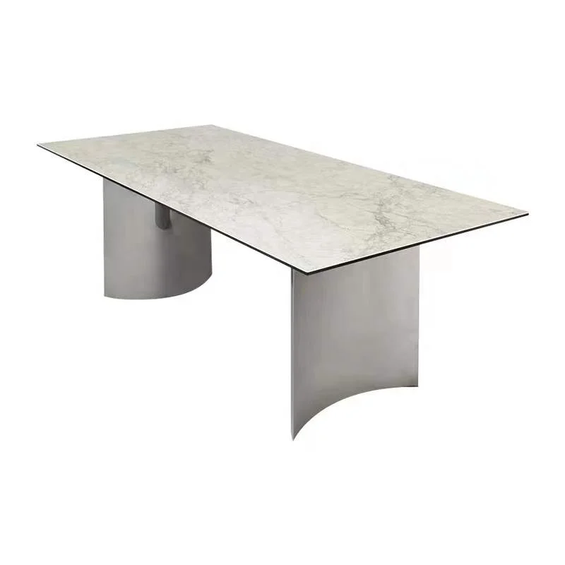 White Marble Dining Table Set 6 Chairs Gold Party Wedding Metal Steel Stainless Style Time Packing Room Modern Furniture Pcs Gua