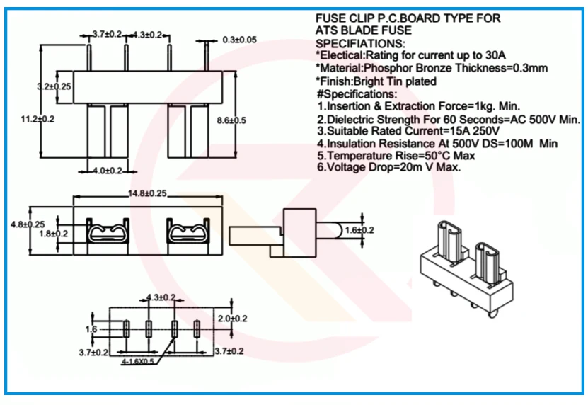 Fuse Holder for Automotive,  PCB Fuse Socket for Welding, for Micro/Mini/Medium Auto Fuses