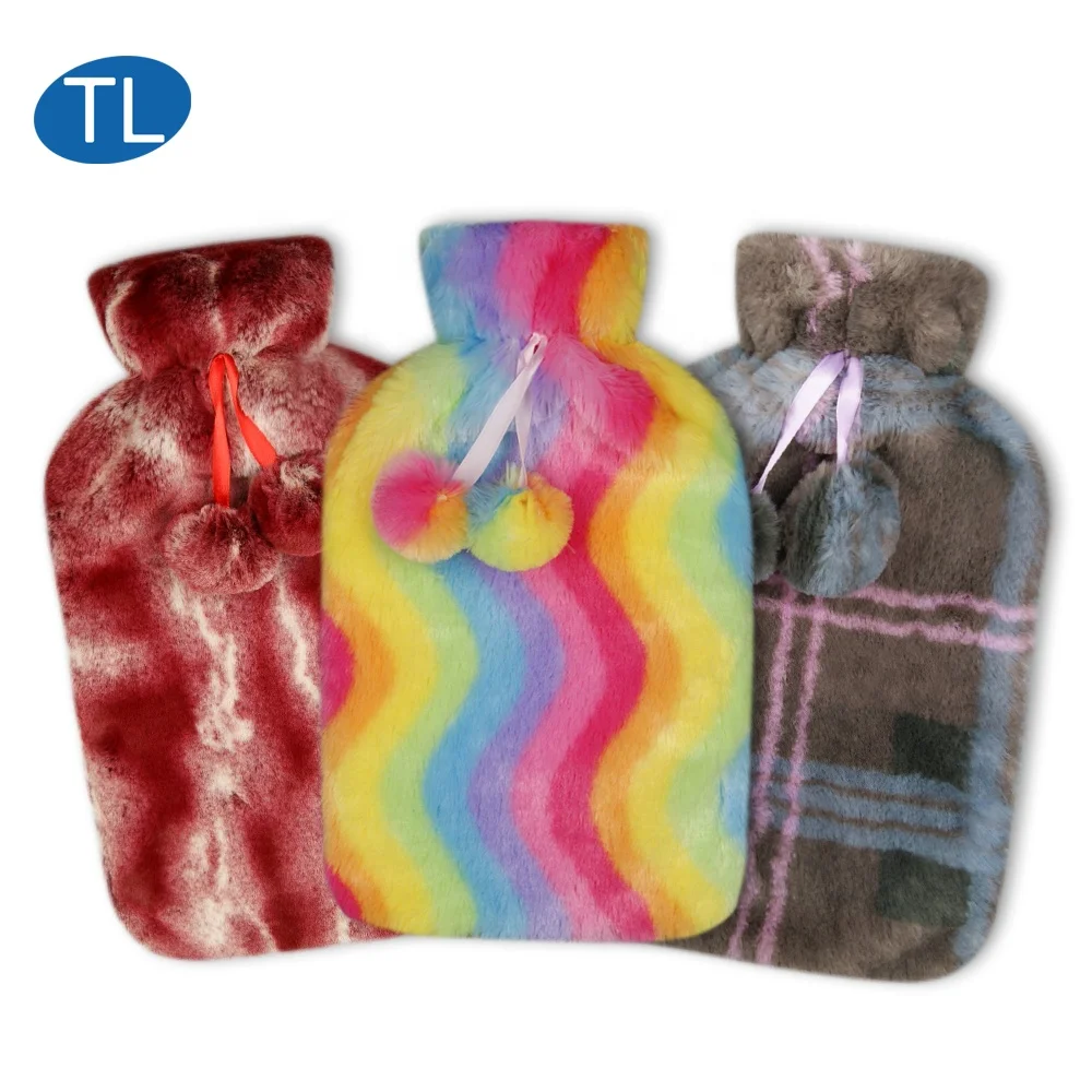 2000ml rubber hot water bottle with deer plush cover