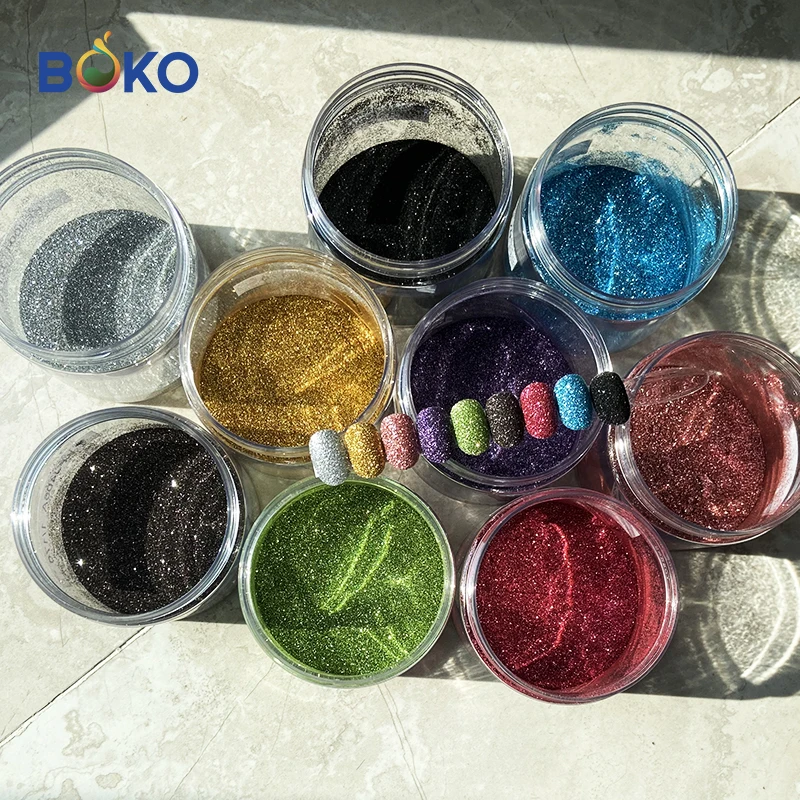 Бокко, оптовая продажа, 10 видов цветов великолепный биоразлагаемый Блестящий Порошок для ногтей, пигменты, объемный блеск для ногтей, 1 г/шт.