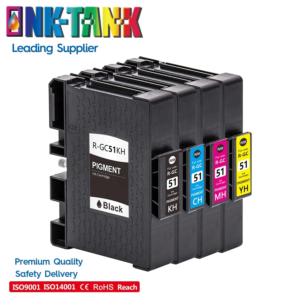 INK-TANK GC51 GC-51 GC 51 GC51H Premium Color Compatible Inkjet Ink Cartridge for Ricoh Aficio SG 3210DNw Printer