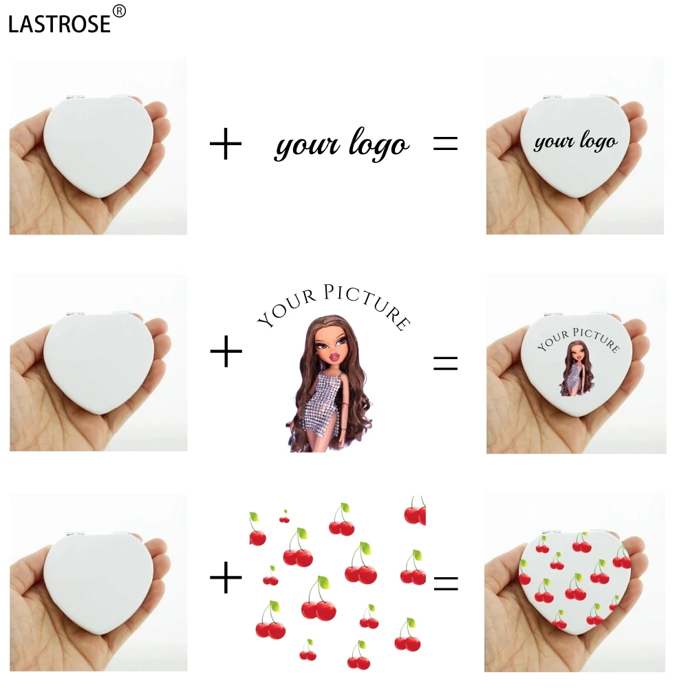 Wholesale pink heart compact mirror pu leather mini pocket makeup mirrors private label metal cosmetic mirror