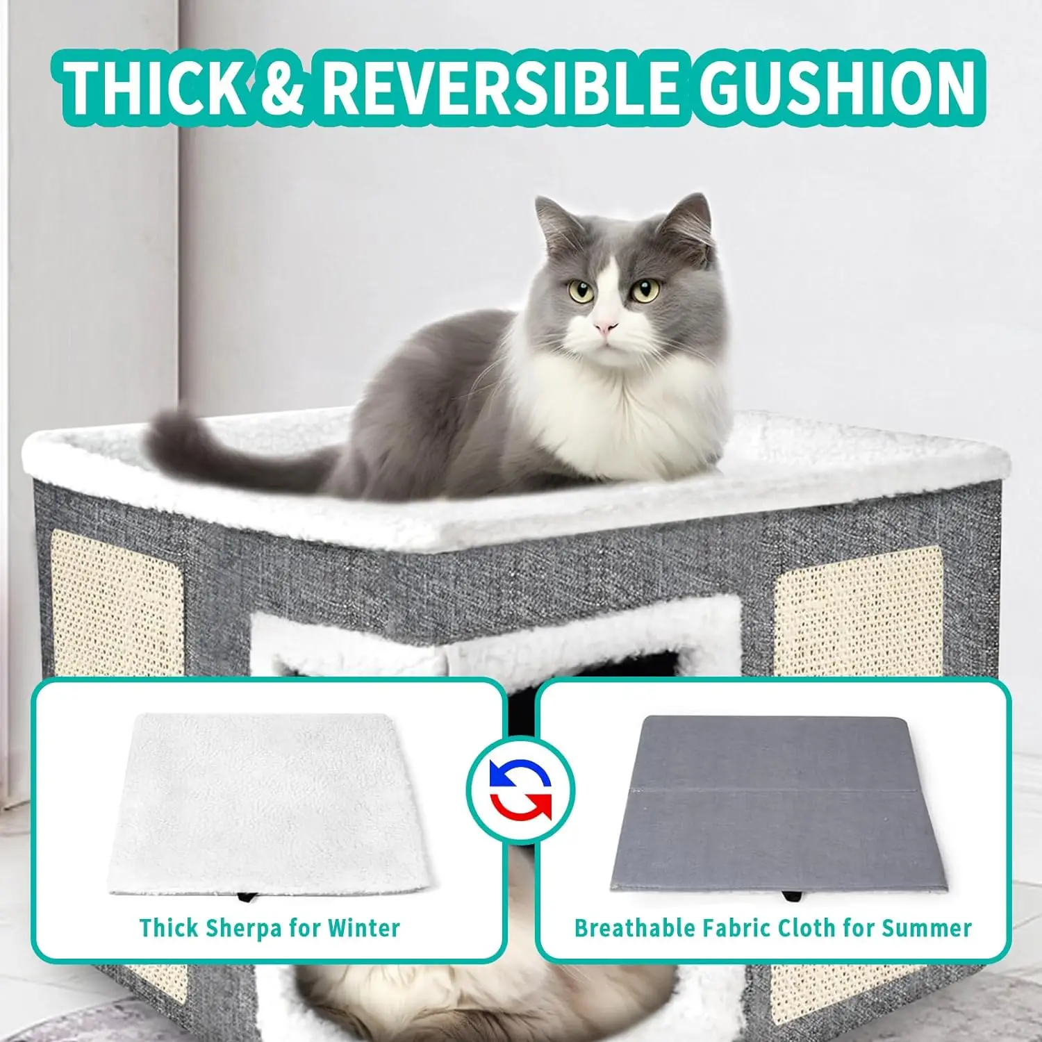 Wholesale Pet Dog House Foldable Portable Indoor Cat Cave Bed House With Scratch Board