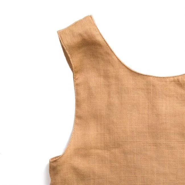 
Baby Top With Linen Fabric Children Clothes Girls Fancy Top Sleeveless Clothes 