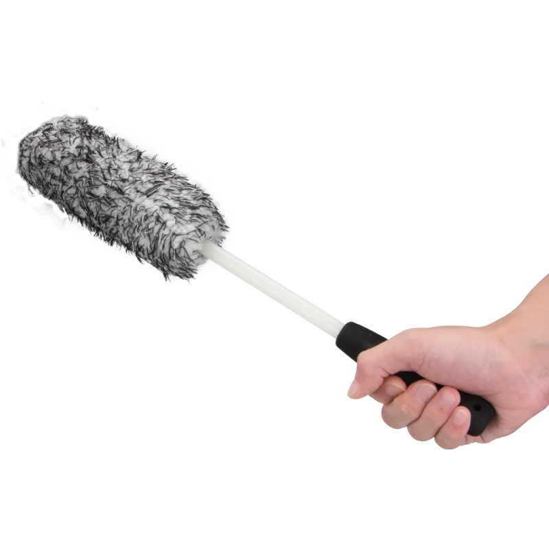 AUTO CARE Car Wheel Cleaning Brush Metal Free Synthetic Wool Tire Rim Brush,Soft Cleaning Brush,Dense Fibers Car Brush