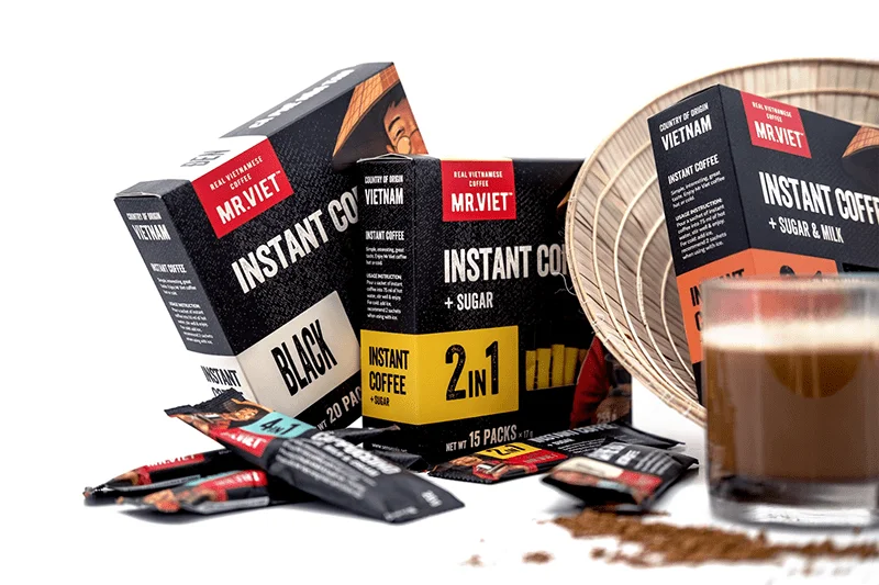 Competitive Price Mr.Viet Instant Black Coffee Box 40g Pure Instant Coffee Vietnam Instant Coffee Fragrant Taste Cafe Powder