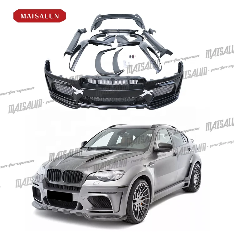 Factory Price Car Accessories Car Bumper With Grille Side Skirt Fender Liner FRP EVO Style Bodykit For BMW X6 E71