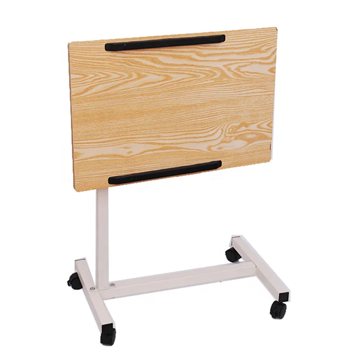 height adjustable hospital medical movable lifting tilting patients dining over bed bedside table overbed table with wheels