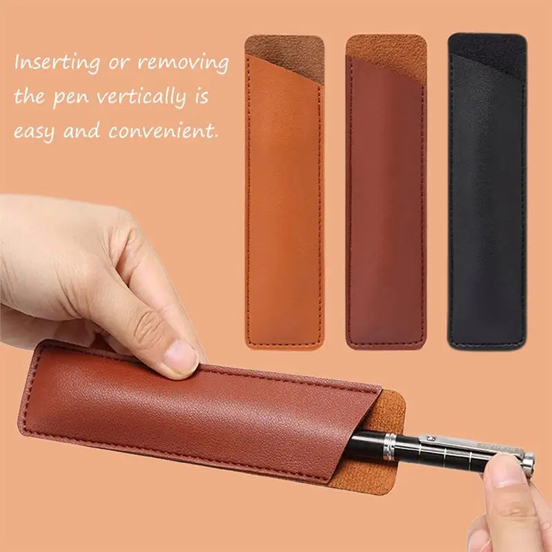Leather Pen Case Holder,Leather Pencil Holder Pen Protective Sleeve Vintage Pens Pouch Portable Handmade Pencil Case