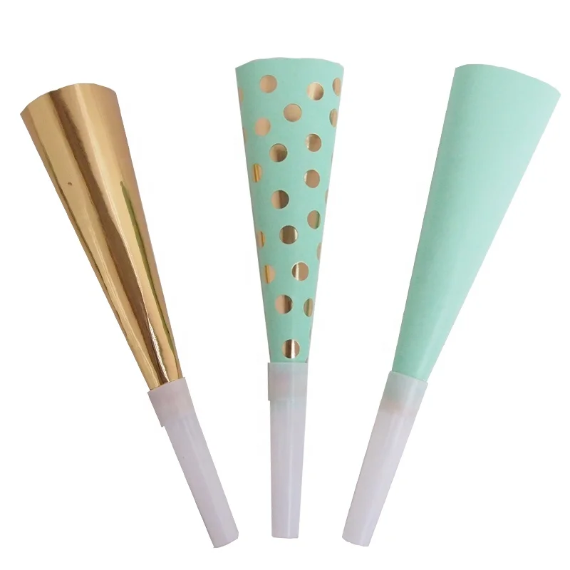 wholesale 2021 Birthday paper horn with Hot Stamp polka dot Birthday Wedding Celebrations colorful cute party supplies