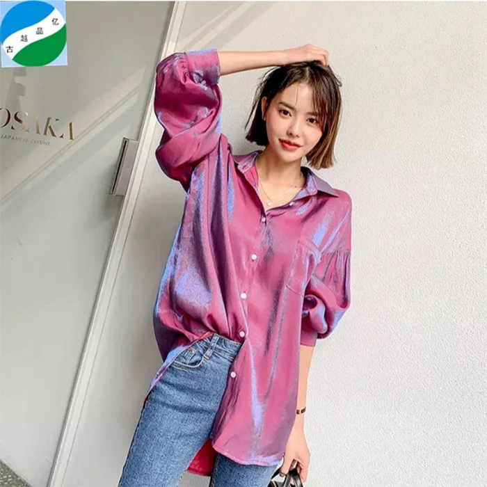 High quality  100% woven rayon and polyester shiny  ready good fabric stock lot for garment