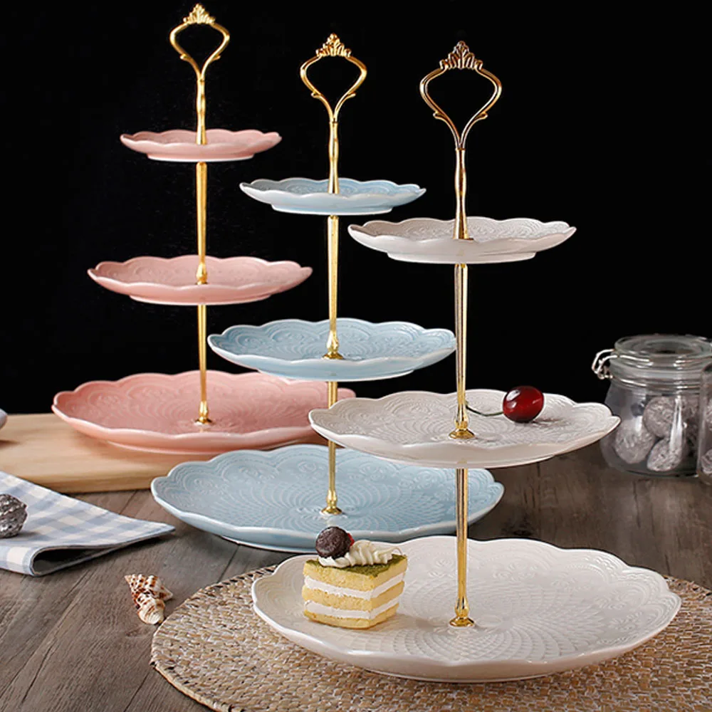 Sliver Circle Design 3-tier Cake Stand Fittings Rods Handles