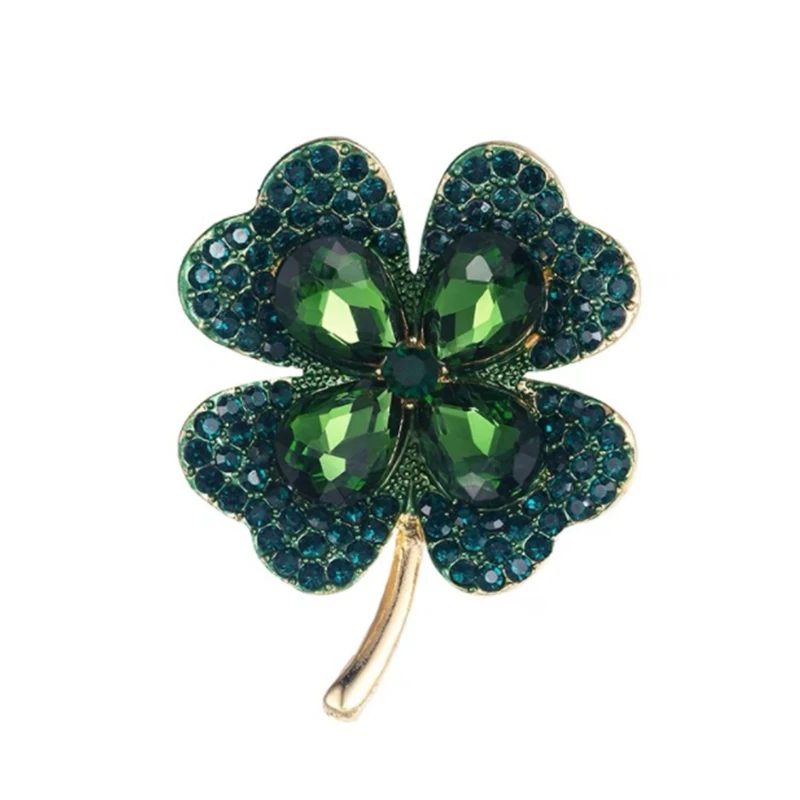 Luxury Design 18k Gold Plated Large Rhinestone Brooch Pins Clover  Brooch Women  Channel Brooch Pins