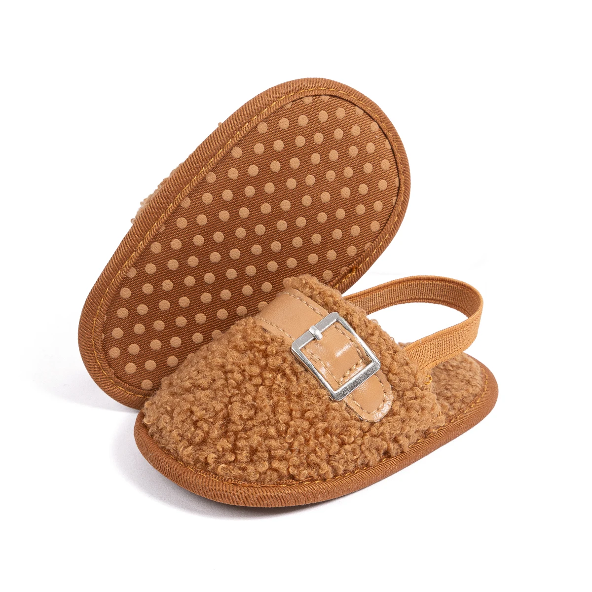 Baby Infant Fuzzy Slippers Soft Cozy Open-Toe Design Fleece Warm Baby Sandals&Slippers Baby Shoes