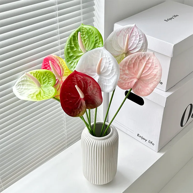 Artificial Flowers Anthurium Real Touch Anthurium Decoration Plant 3D Printing Anthurium Flowers