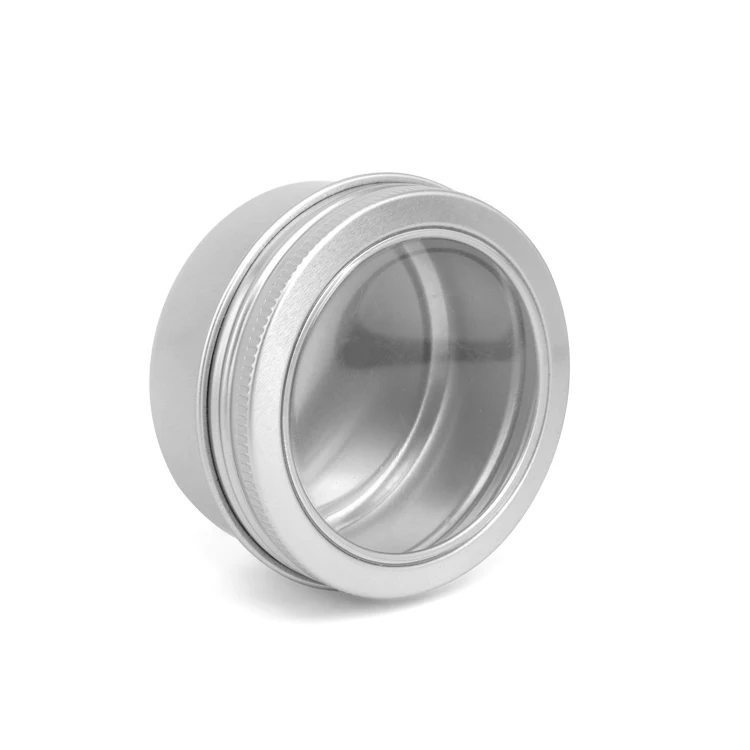 80g containers metal aluminum jar tin aluminum tin aluminium can round tin can with clear window