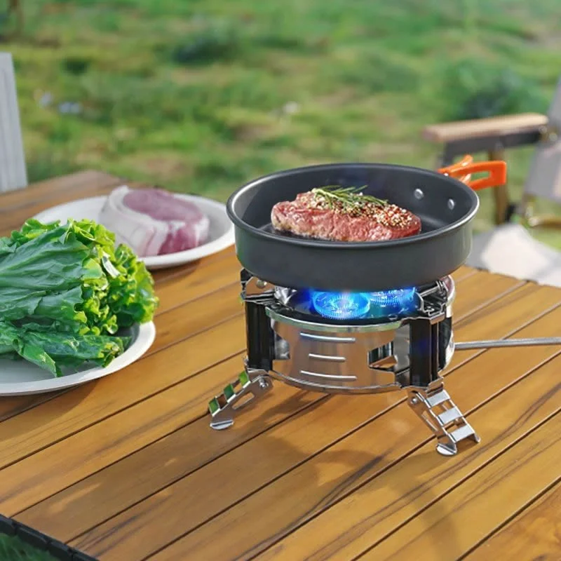 IRONDONKEY Outdoor Three Head  Portable Fire Stove RV Camping Travel Windproof Stainless Steel Folding Gas Stove Picnic Stove