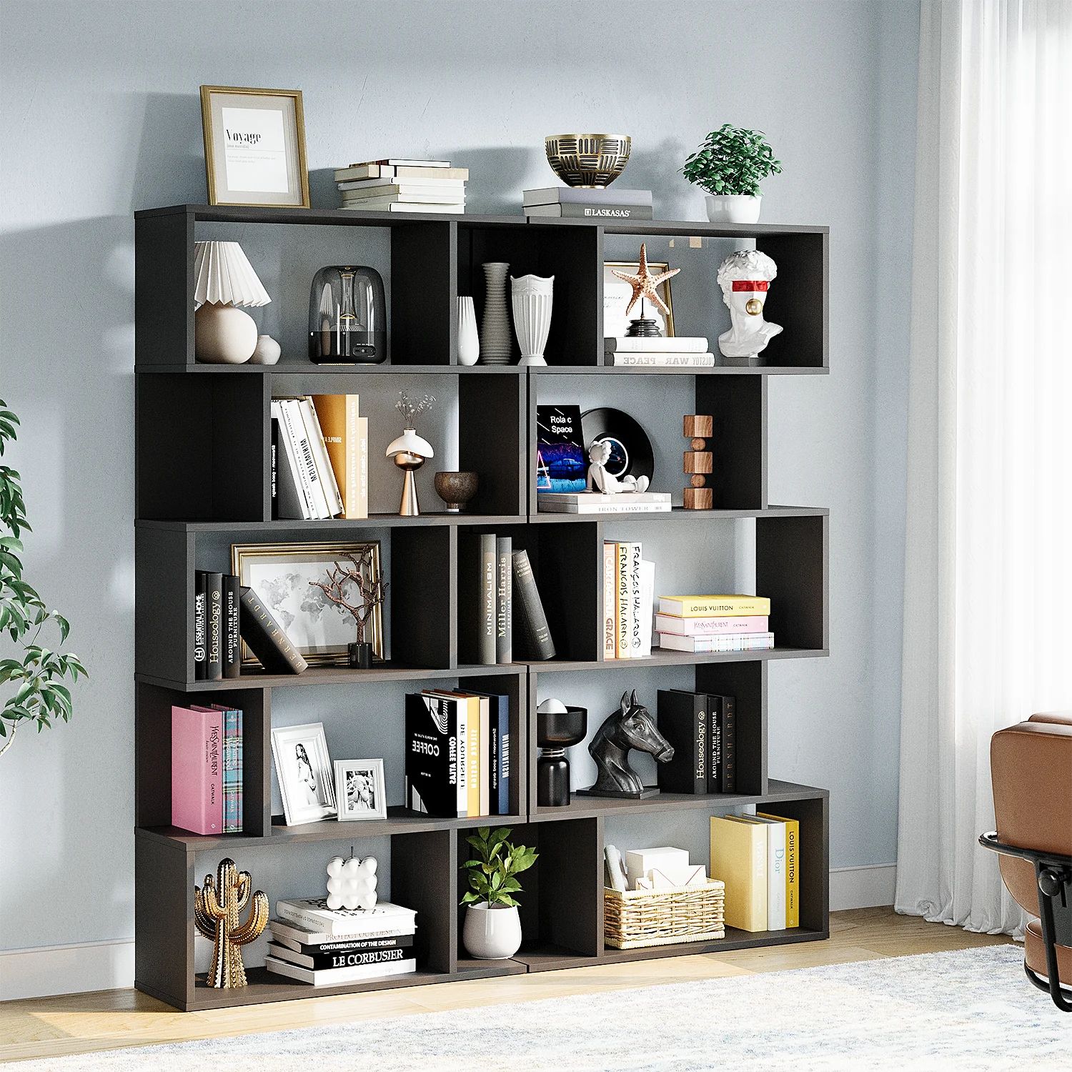 Modern Vintage Multi-Layer Bookcase with Open Storage High Quality Best Price Wooden and Iron Bookshelf for Living Room