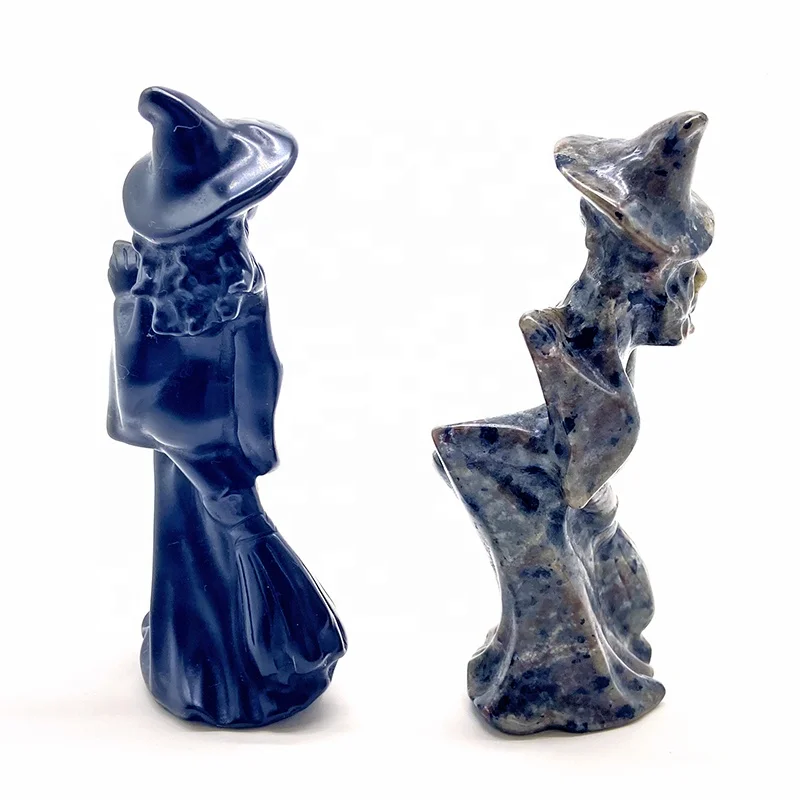 Carving Witch Yooperlite Figurine Obsidian Crystal Wholesale Natural Black Europe Feng Shui New Year Holiday Decoration & Gift