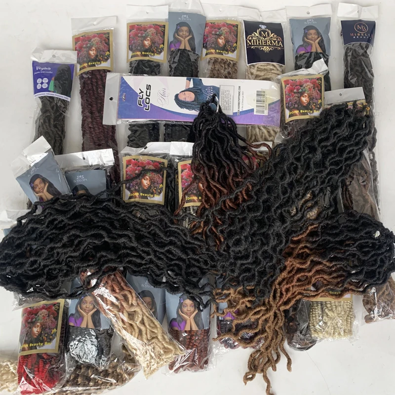 
Synthetic 3T Ombre Gypsy Wavy Locks Hair Braids Extension Private Label Natural Soft Goddess Faux Gypsy Locs Crochets 