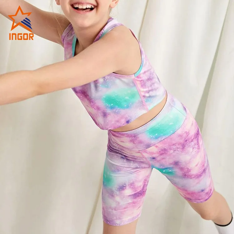 Wholesale Gym Clothing Sportswear Fitness Yoga Wear Girls Kids Activewear Set For 4-16