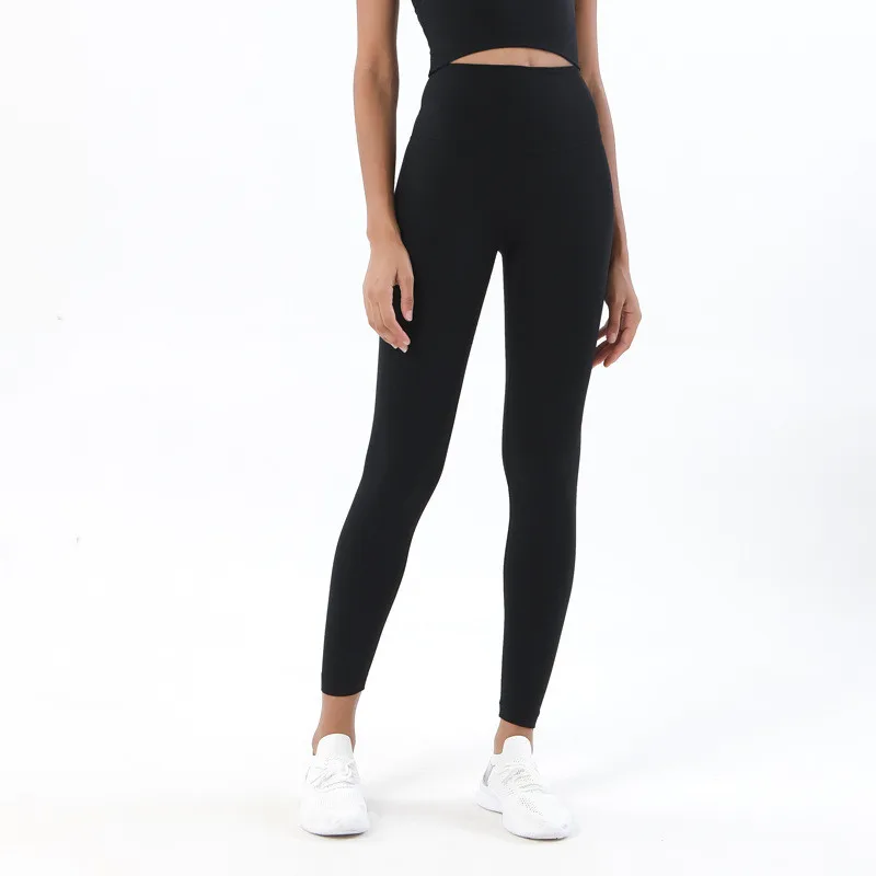 TikTok 2022 Custom High End Nude LuLu Yoga Pants High Waist Stretch Workout Running Hip Lift Women Seamless Yoga Leggings