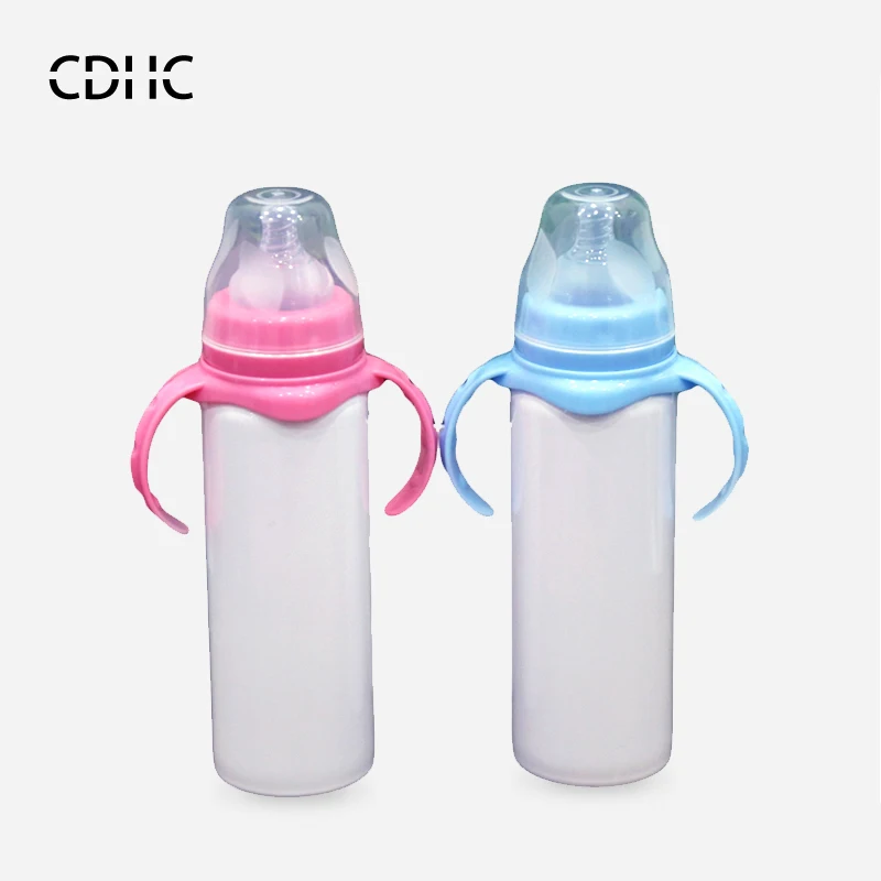 US Warehouse BPA бесплатно 8 унций молока детская бутылочка для кормления силиконовая Детская воды чашка с двойными стенками сублимации прямая стакан для ребенка