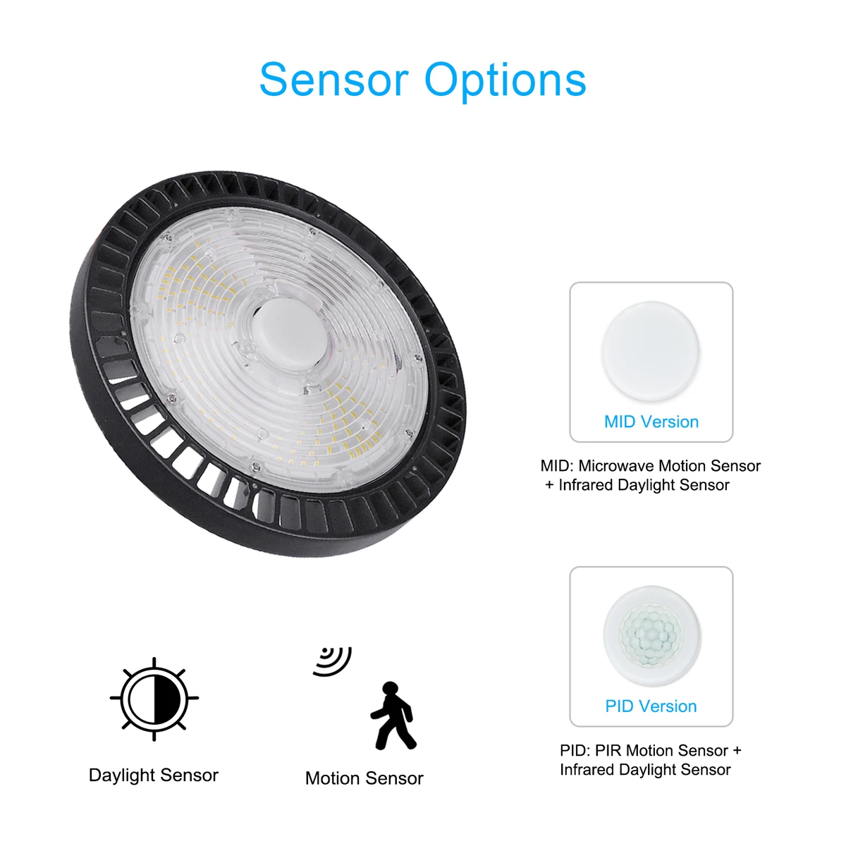 ETL DLC List IP65 UFO Led High Bay Light with Power & CCT Switchable Plug &Play Motion Sensor