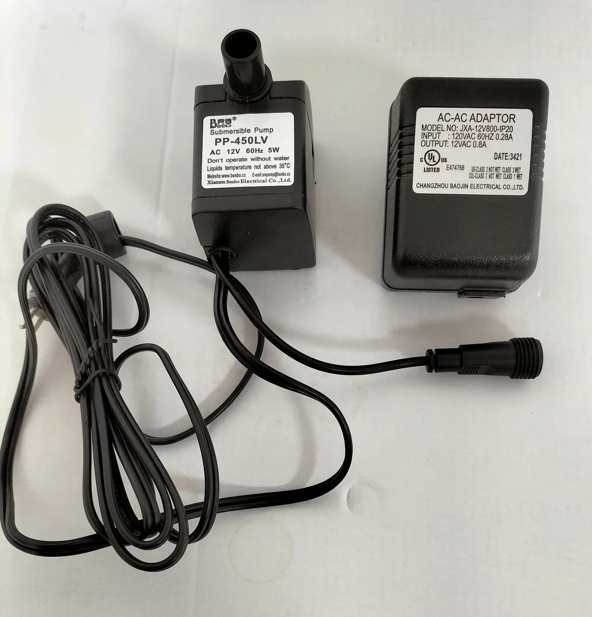 Benbo Low pressure Flow rate 120GPH Water Pump for garden Fountain Pump with LED light