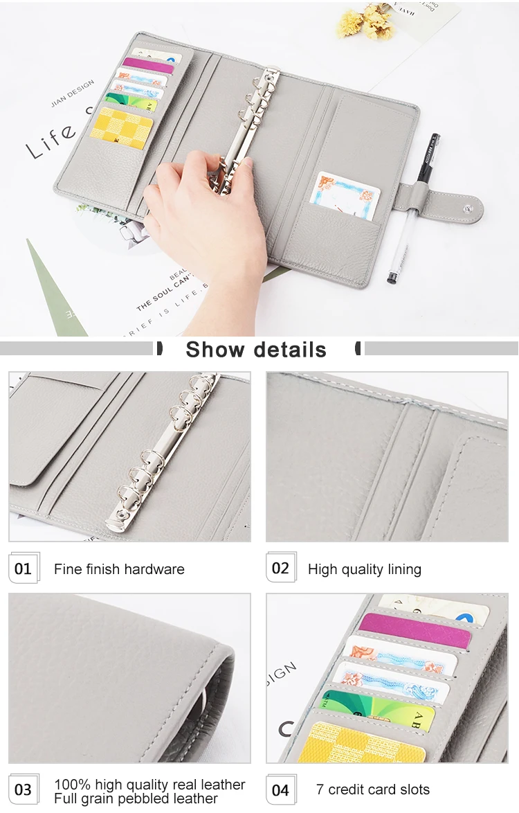 2024 wholesale leather refillable binder notebook a5 pu leather file folder