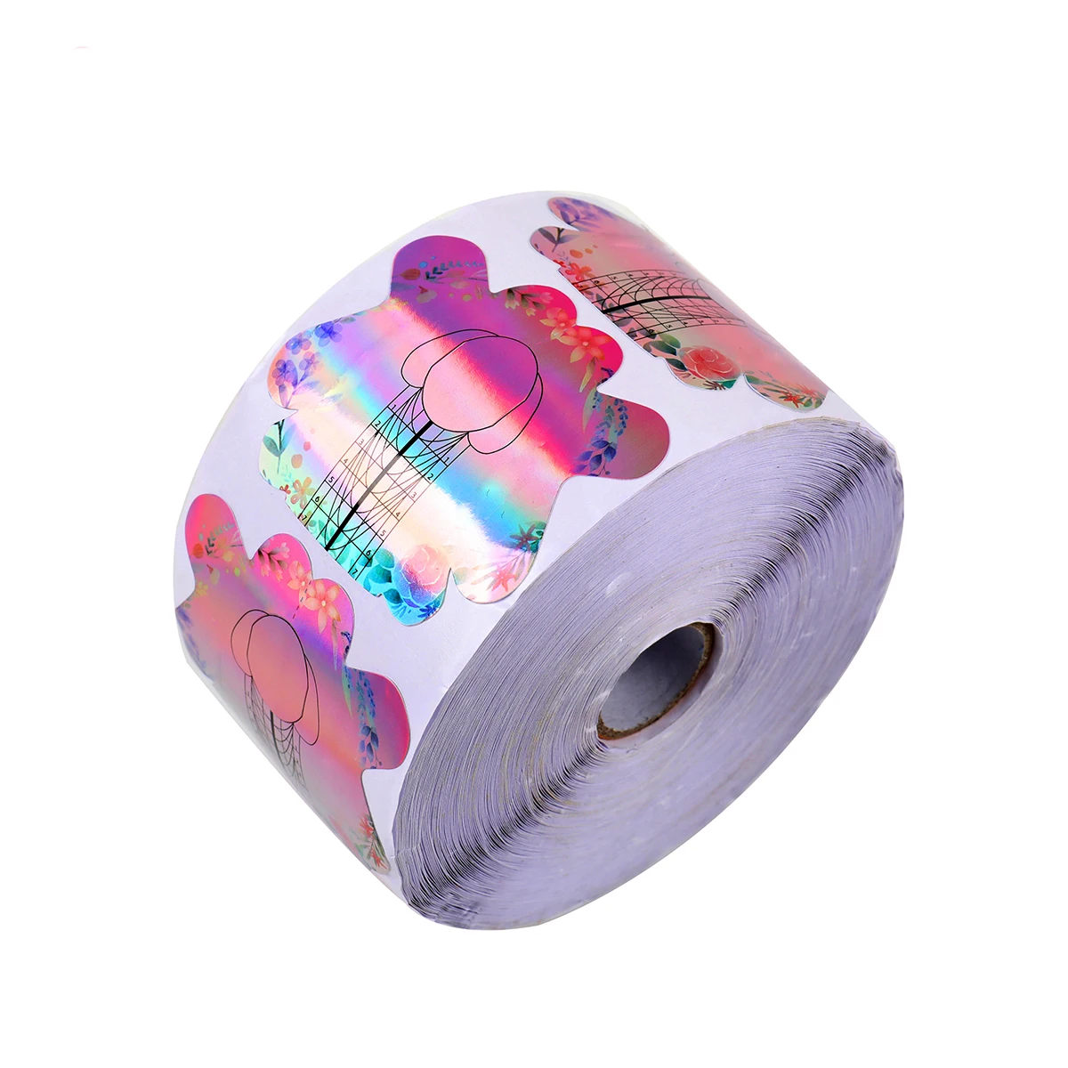  Long Soft Dispoal holographic paper nail art extensions forms Acrylic Nails custom Dual Nail form private