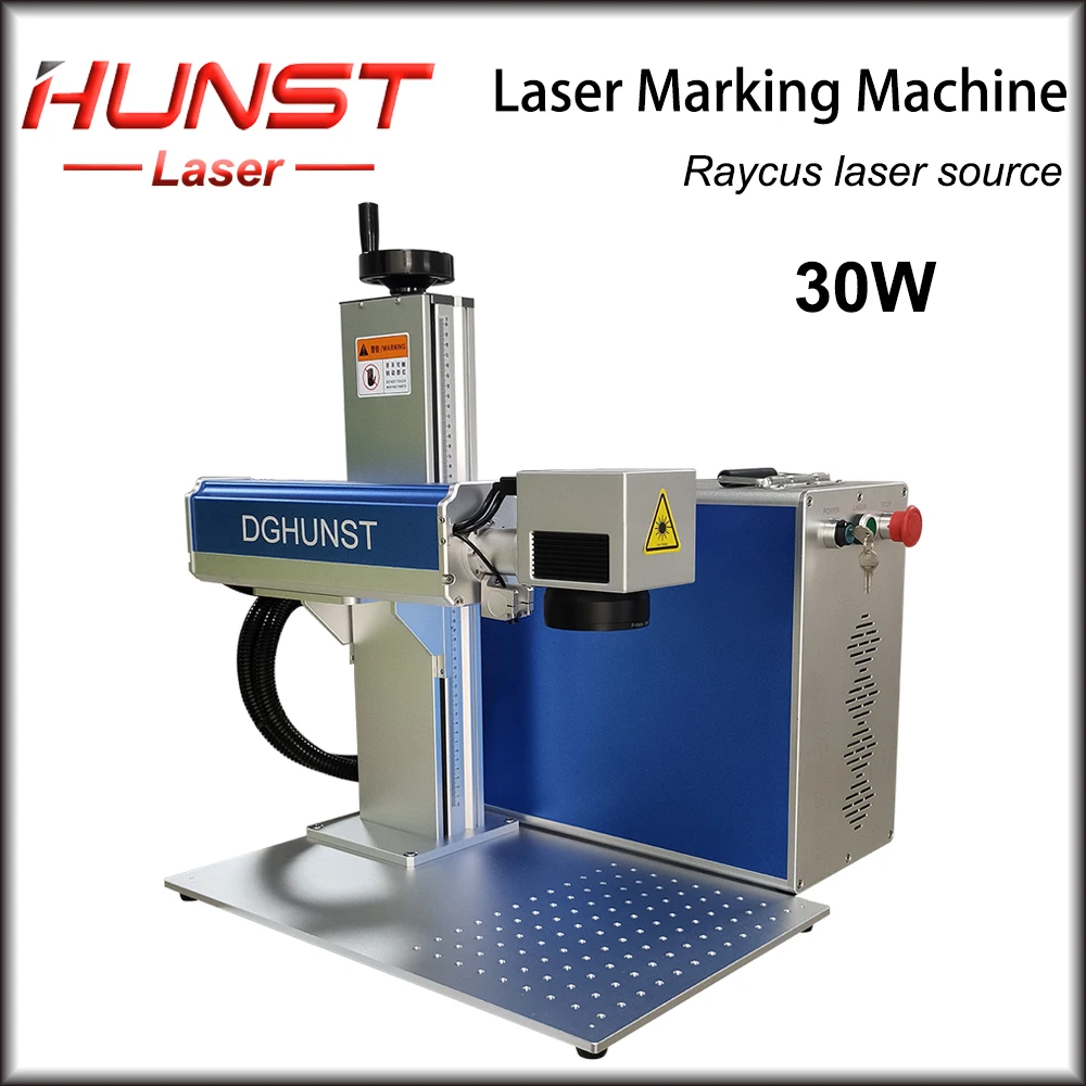 Hunst 20W 30W 50W Fiber Laser Marking Machine Raycus 100*100mm-300*300mm Working Area for DIY Marking Metal Stainless Steel