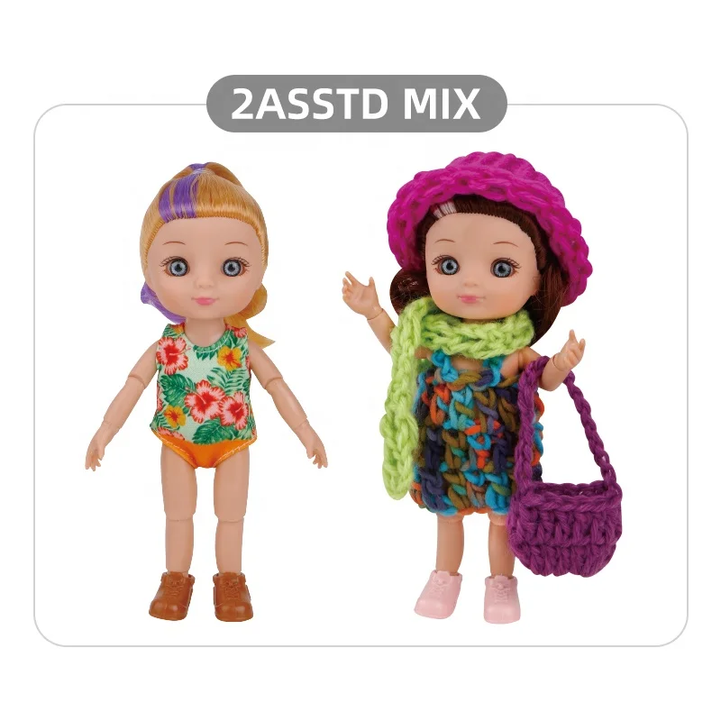 2024 New Fashion Girls Toy Doll Baby 6-inch Joint Doll Wool DIY, 2 types Mixed