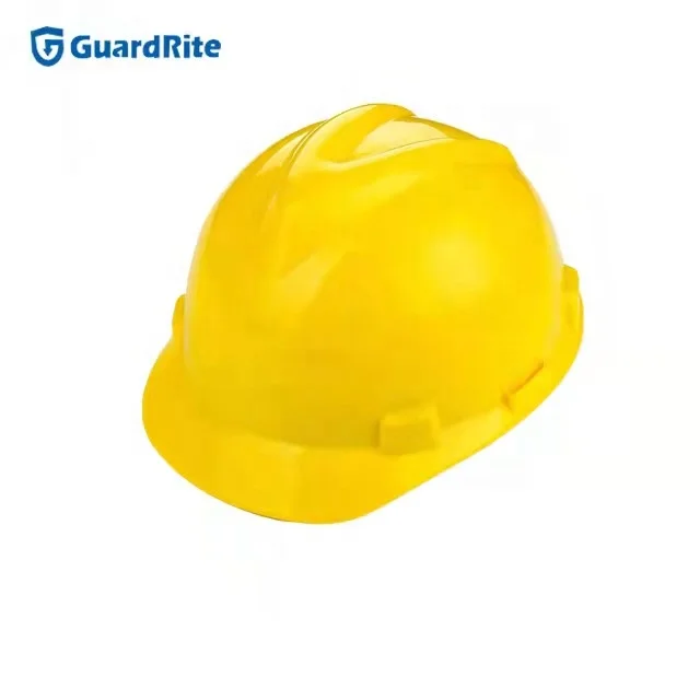 GuardRite brand 4 points HDPE/ABS V type EN397 safety helmet with chip strip