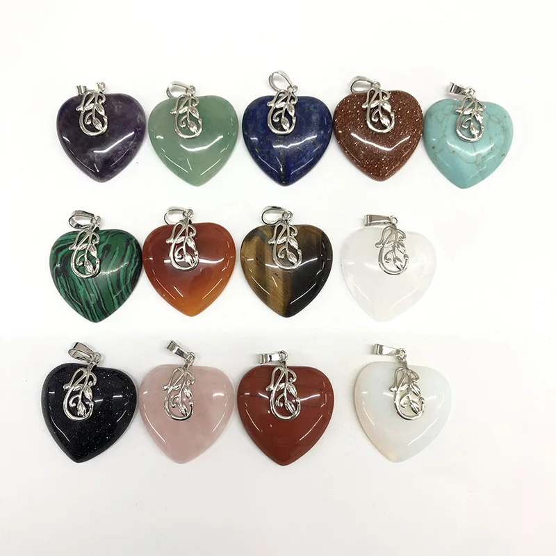 2021 New Arrivals Heart-shaped Ornament Engrave  Pattern Reiki Symbol Heal Crystal Pendants