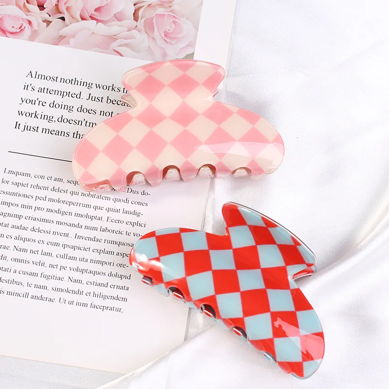 Новинка, зажим для волос из целлюлозной ацетатной целлюлозы, зажим для густых волос, черно-белые клатчи для волос для женщин, аксессуары для решетки